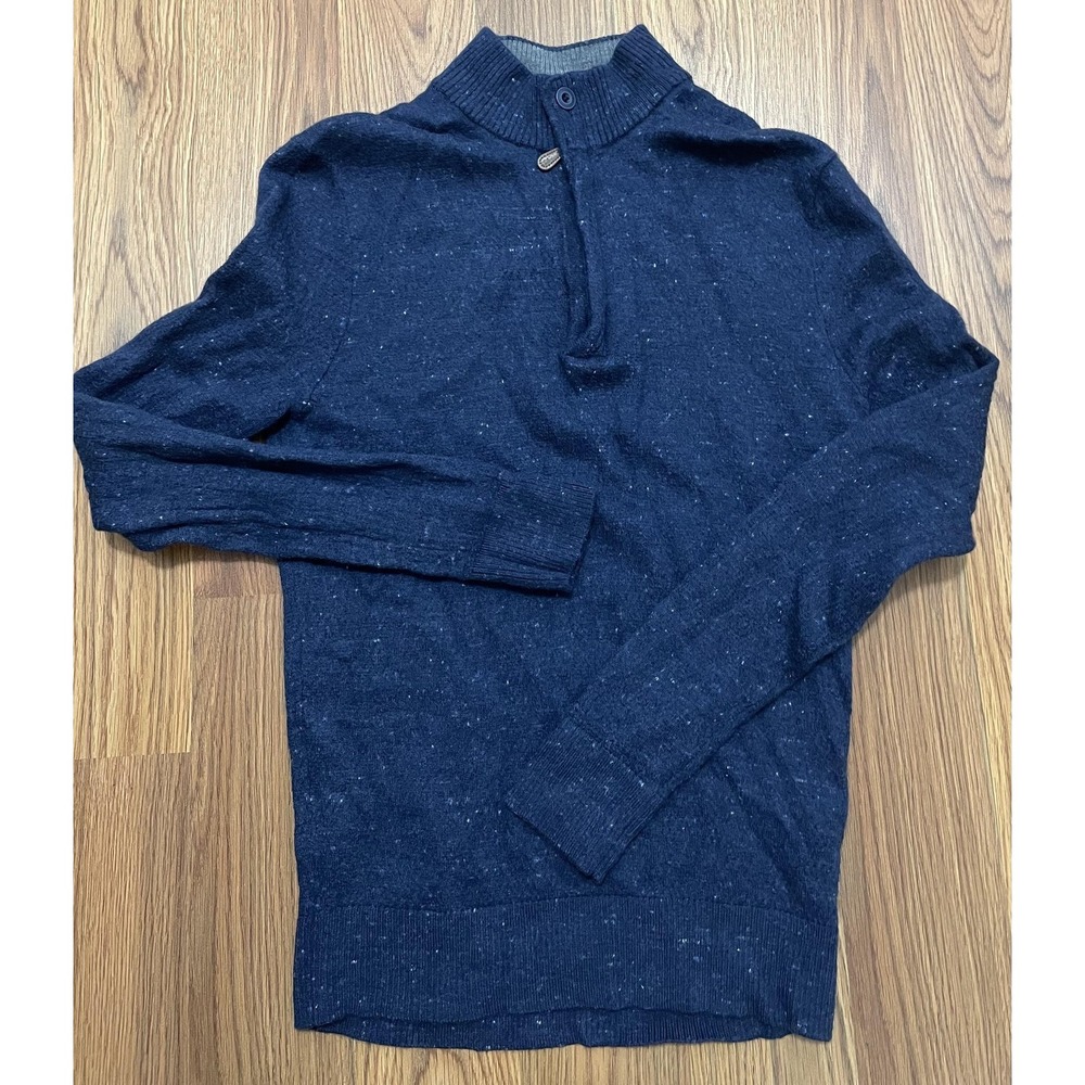 Johnnie-O Sweater Mens Small Merino Wool Quarter Zip Knit Navy